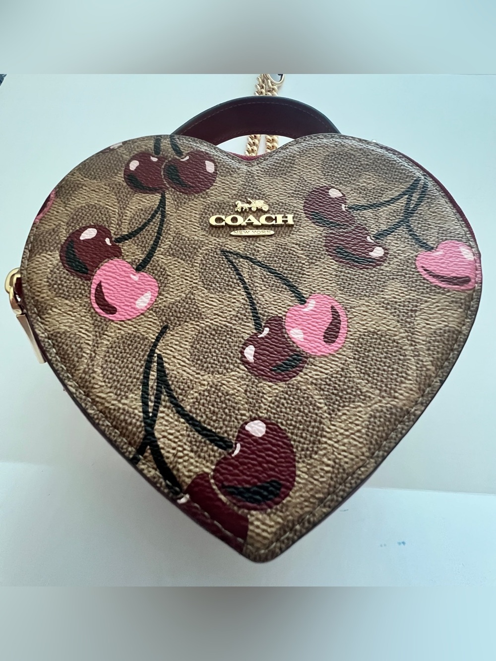 Coach CY706 Heart Crossbody Signature Cherry Print Bag